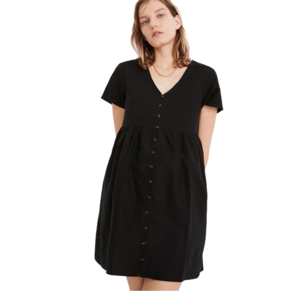 Madewell Linen-Blend Alexandra Button-Front Mini Dress (Size S)